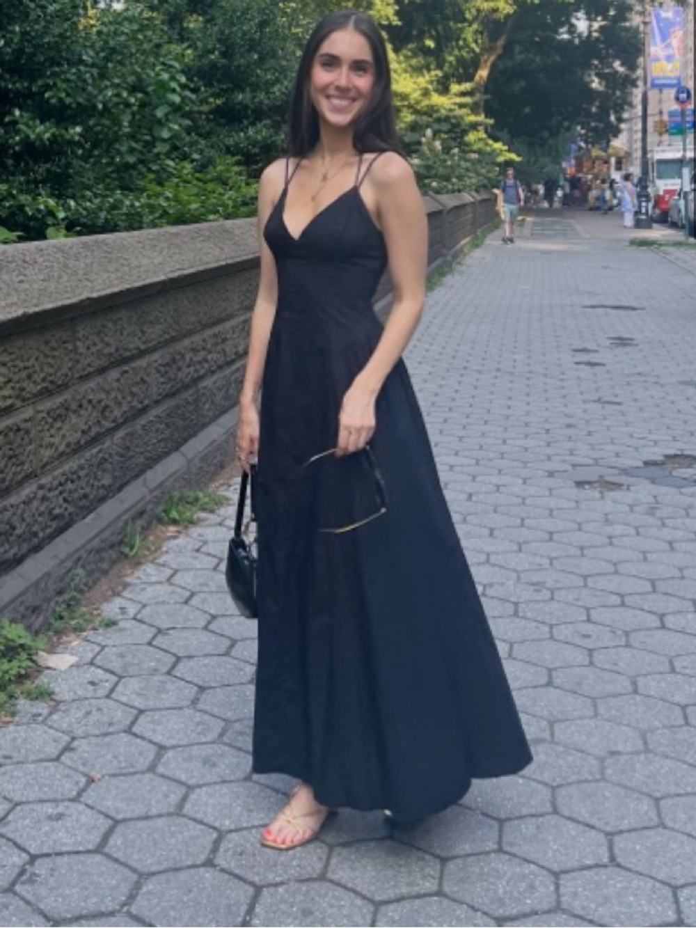 Abercrombie & Fitch Black Strappy drop waist Maxi Dress with V-Neck